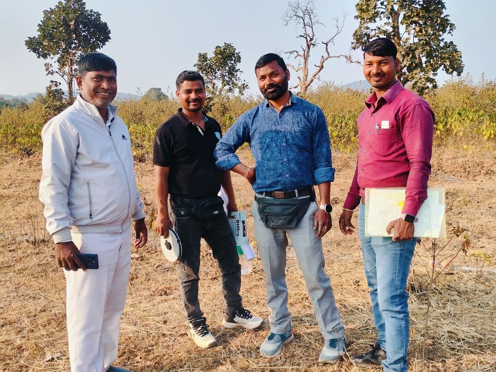 Amin Ajit kumar team on a land survey site visit near Ranchi, Jharkhand